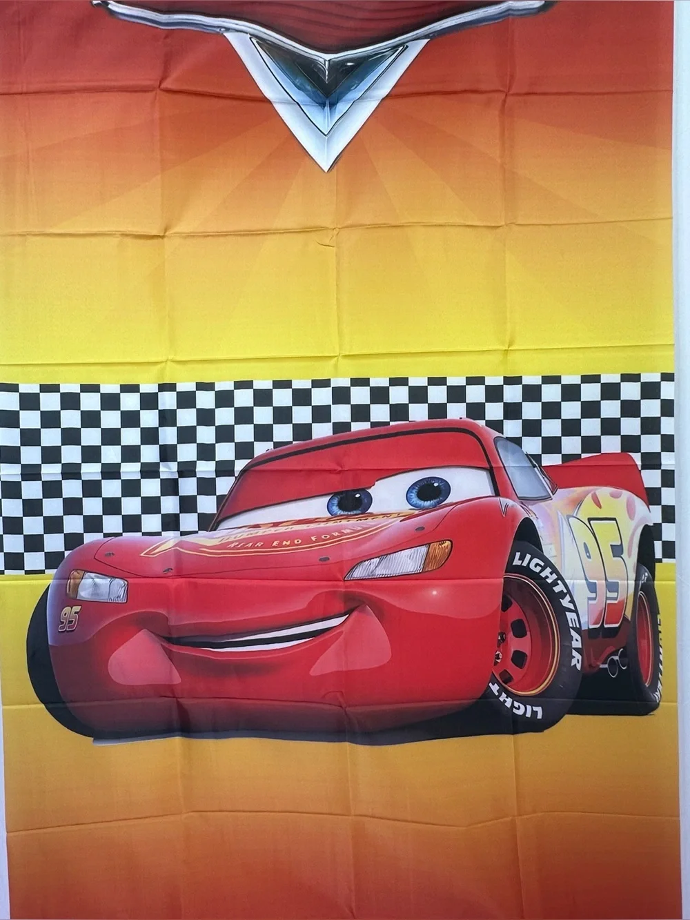 Cars Lightning McQueen Happy Birthday Backdrop Banner 6x3Ft.
